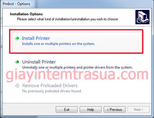 Chọn Install Printer