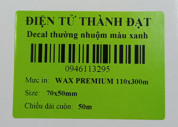 ảnh khi in tem bằng mực Wax Premium 110x300m WP-130H 