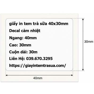 Giấy in tem trà sữa (40x30)mm